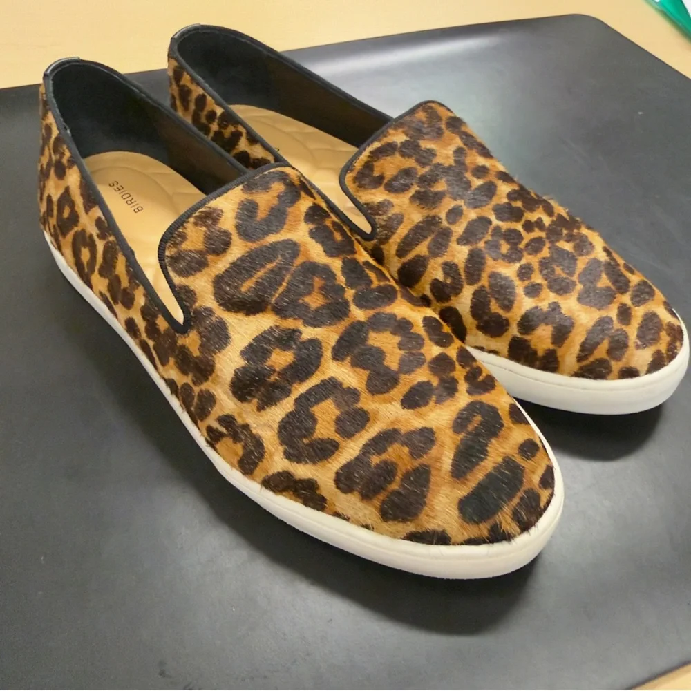Birdies The Swift Leopard Print Calf Hair Slip-On Sneakers Size 8